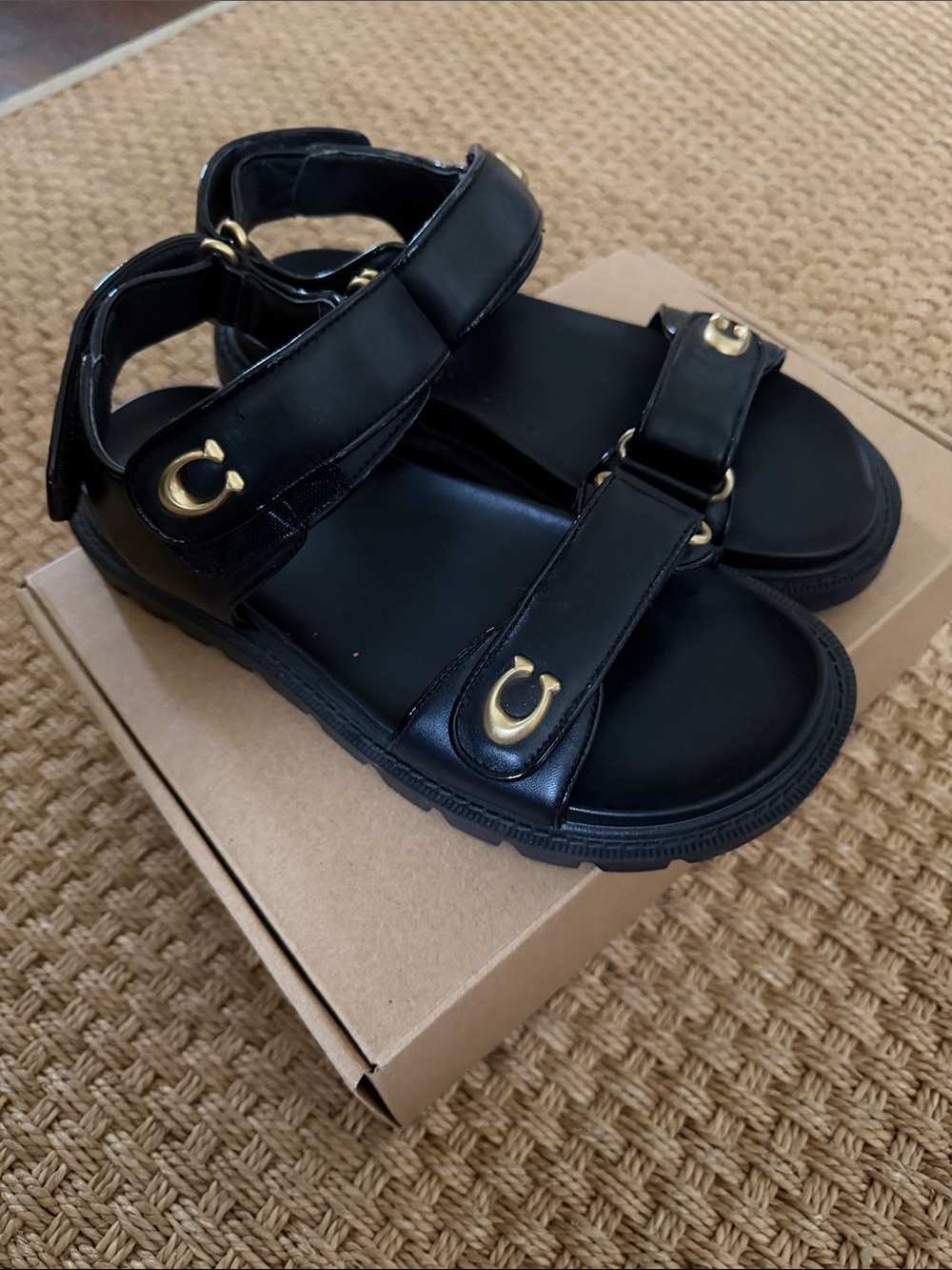 Coach Brynn Sandals with Gold Accents Size 8